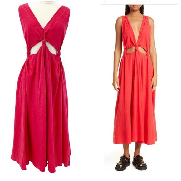 NWT FARM RIO CUTOUT DRESS RED SIZE LARGE - Picture 3 of 11